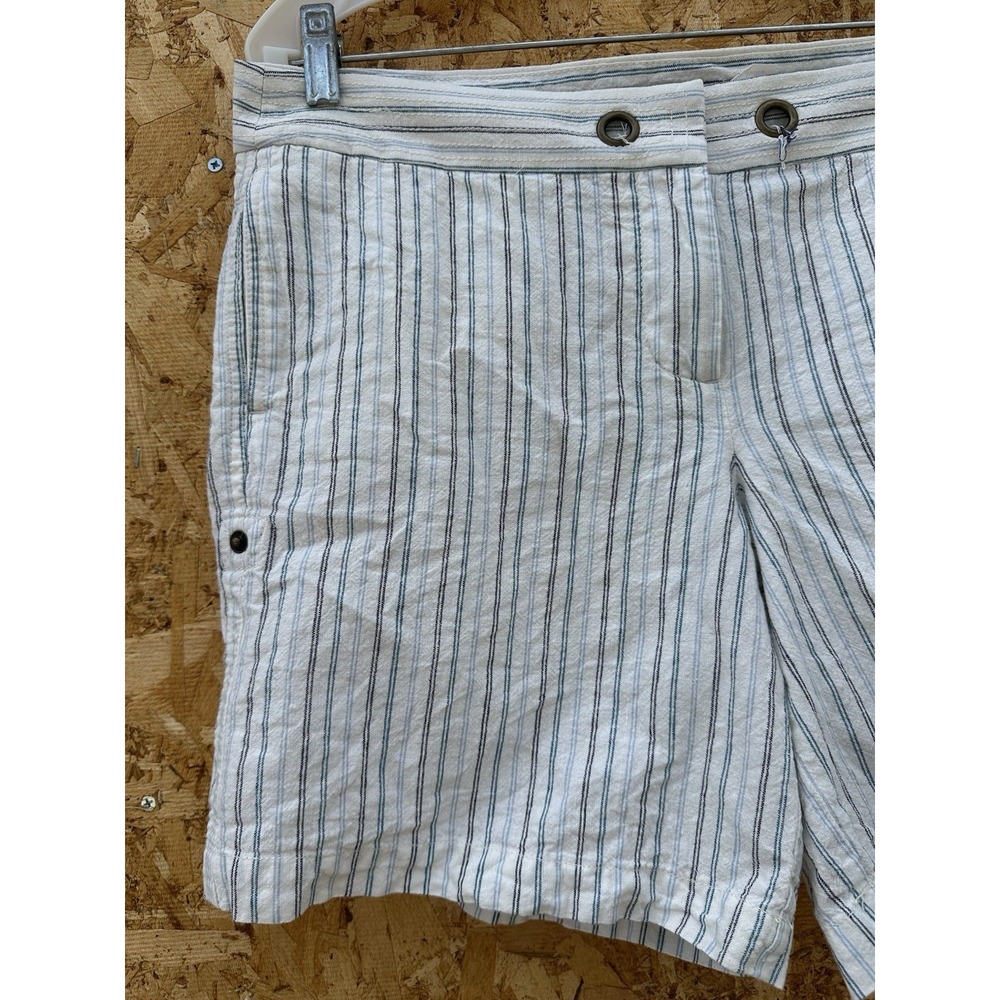 VTG J. Crew Women's Size 10 White‎ Striped City Fit Shorts Casual Pockets - Picture 2 of 16